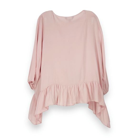 Simply Vera Vera Wang Ruffle Sharkbite Top Lavender Size L EUC Boho Romantic - Picture 2 of 7